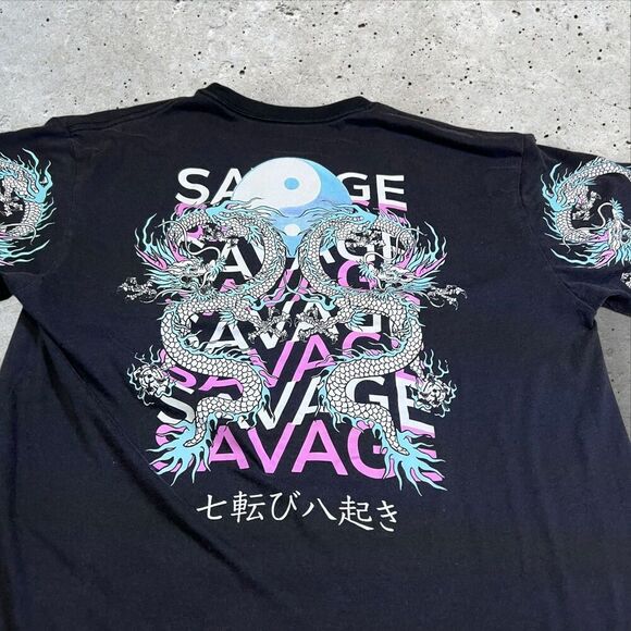 Asian Dragon Yin Yang T Shirt Men’s Size XL Black Weekend Warrior - Picture 2 of 8